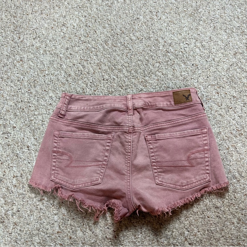 American Eagle Stretch High Rise Shortie Women’s 4 Cutoff Distressed Denim - Picture 3 of 11